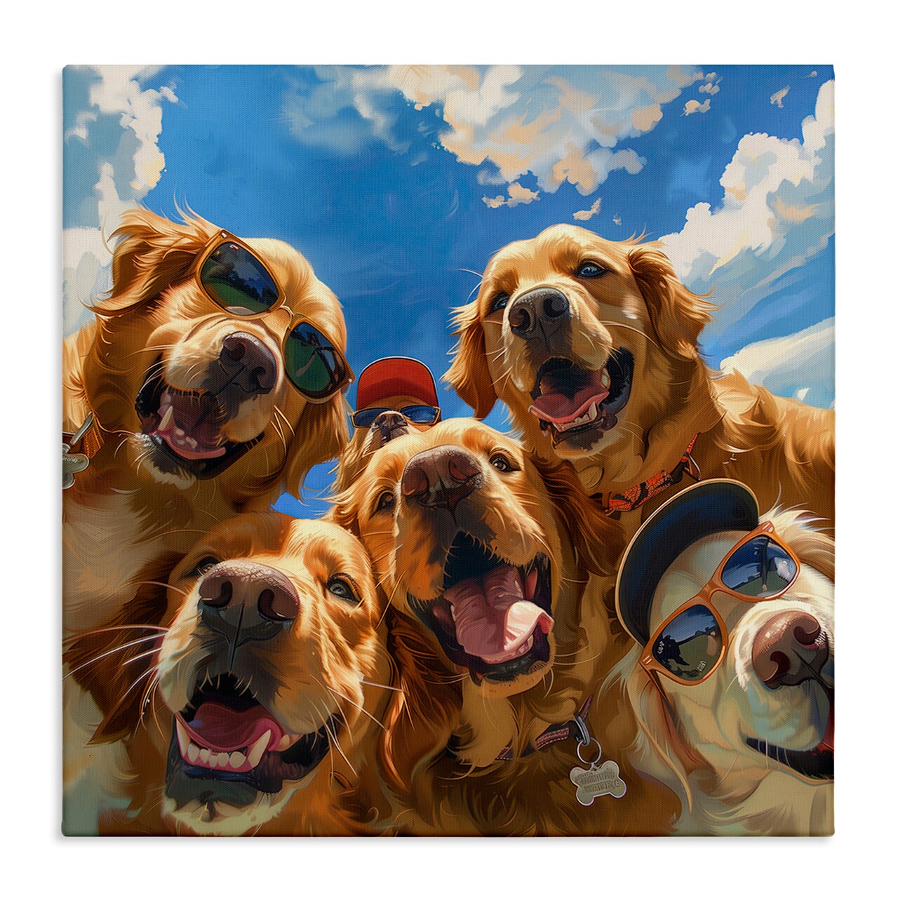 Stupell Industries Golden Retriever Group Selfie Canvas Wall Art Design by Jim Baldwin